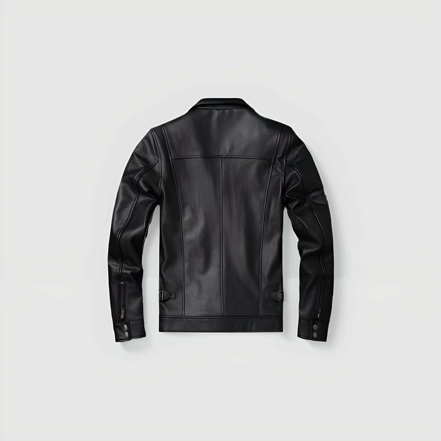 black leather biker jacket with pockets