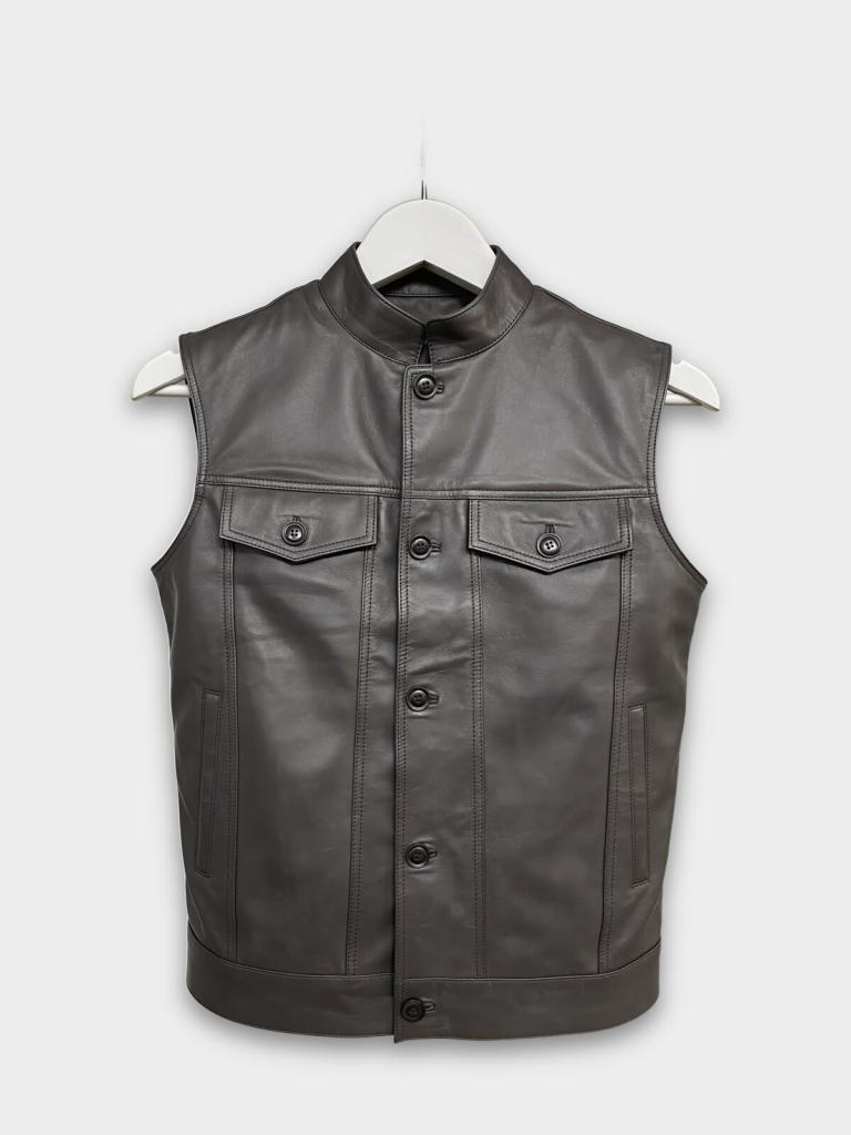 Grey Leather Gilet