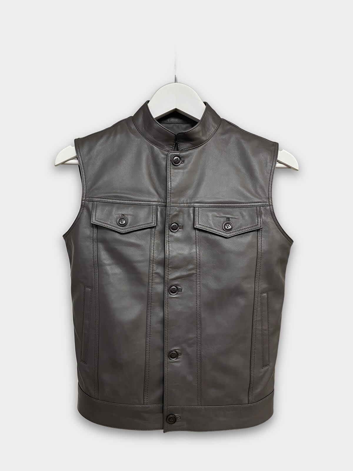 Grey Leather Gilet